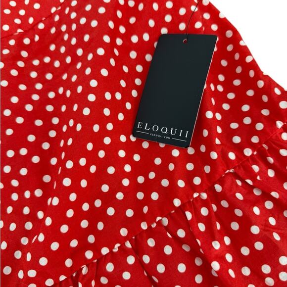 ELOQUII Chic Red Polka Dot Tiered Skirt women’s size 20 NEW with TAGS! - Picture 3 of 4
